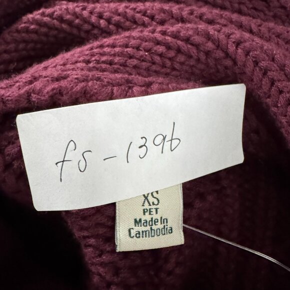 L.L. Bean Double L Mixed Cable Knit Sweater XSP Funnelneck Wine NWT FS-1396 - Picture 2 of 11